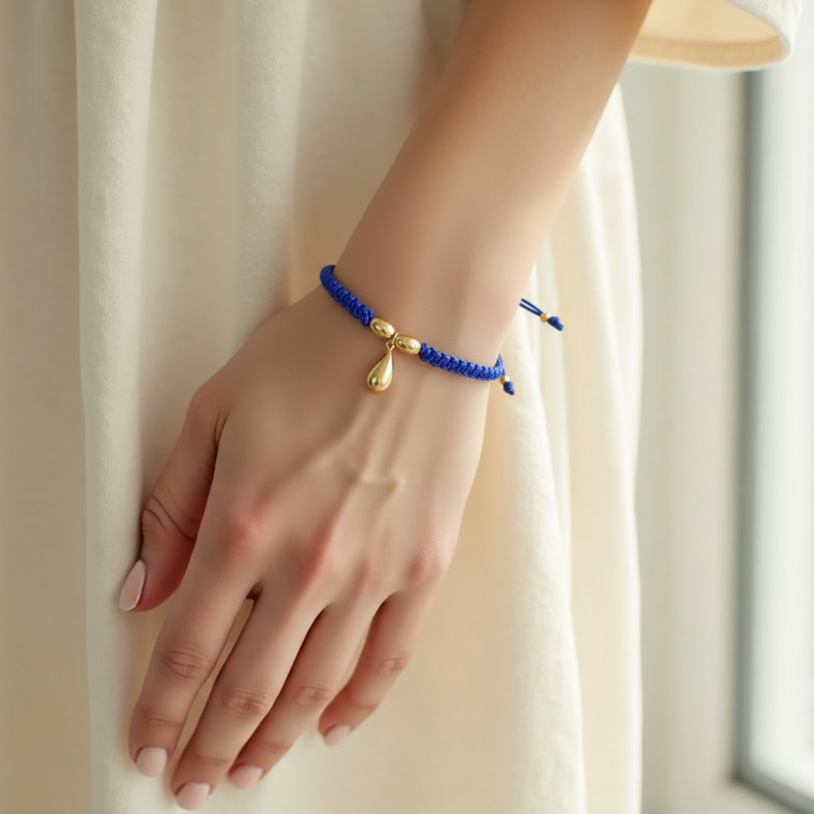 18K Gold Eye-Drop Braided Bracelet