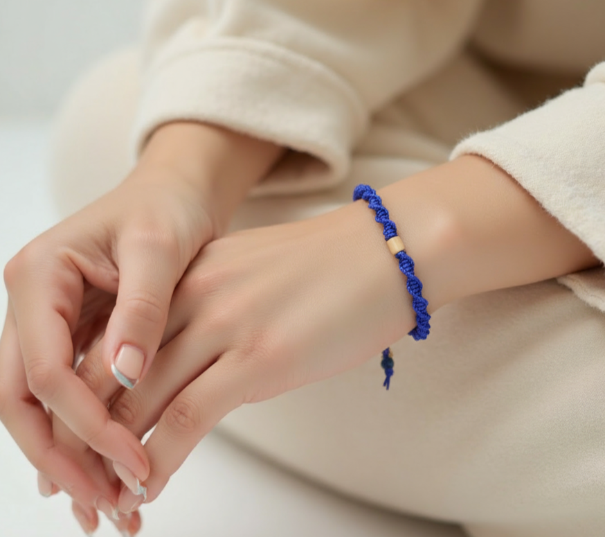 18K Gold Elongated Oval Braided Bracelet