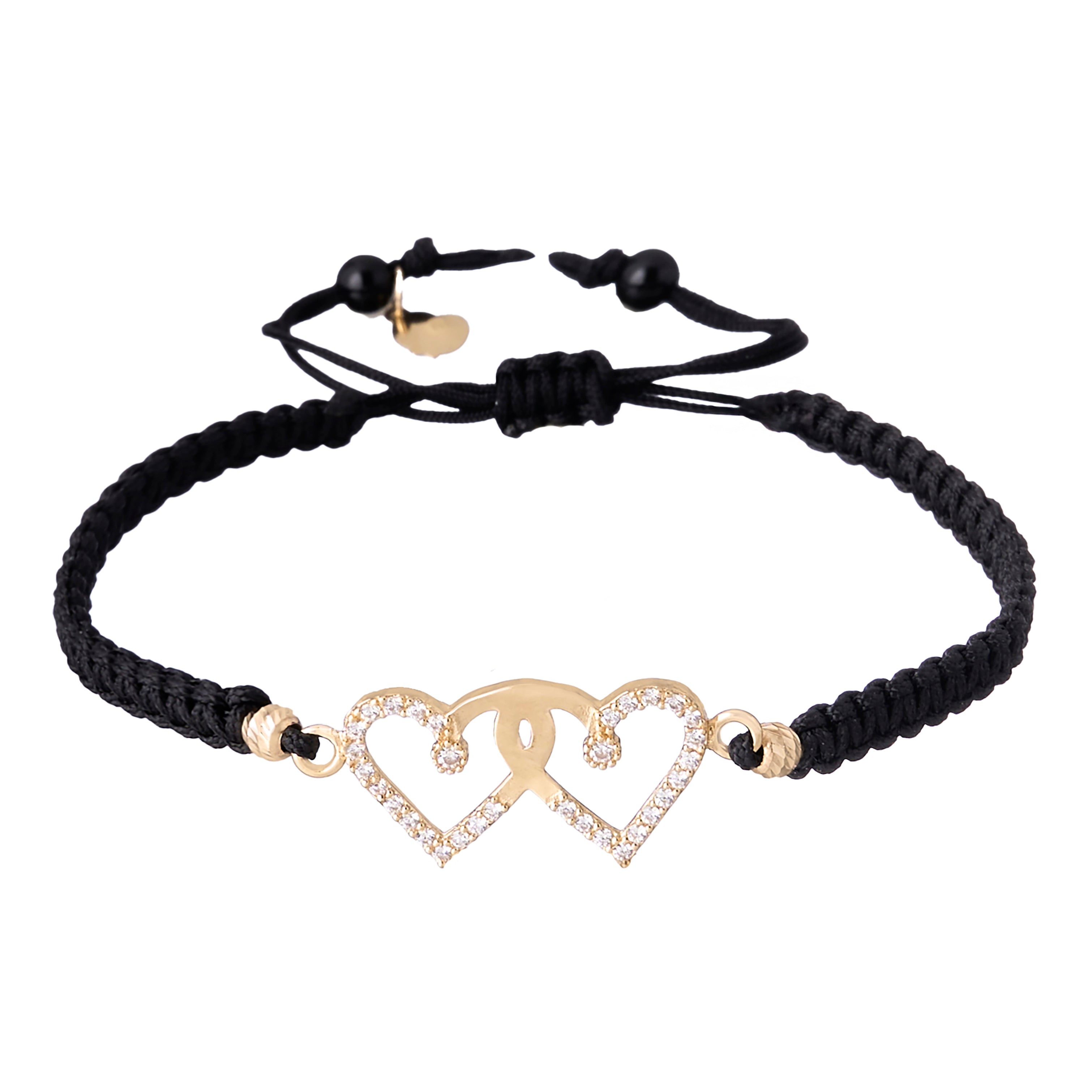 18K Gold Double Heart Braided Bracelet
