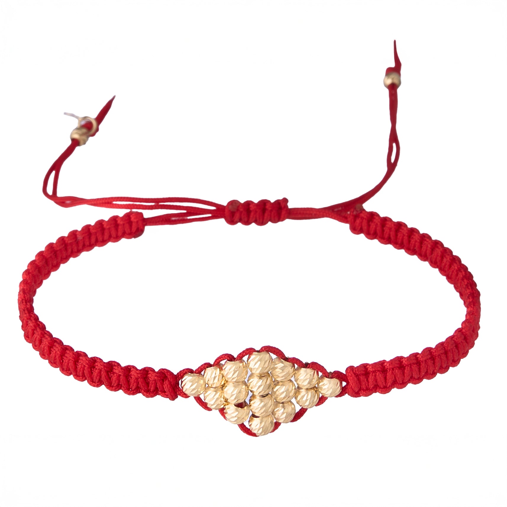 18K Gold Beads Unity Red Braided Bracelet