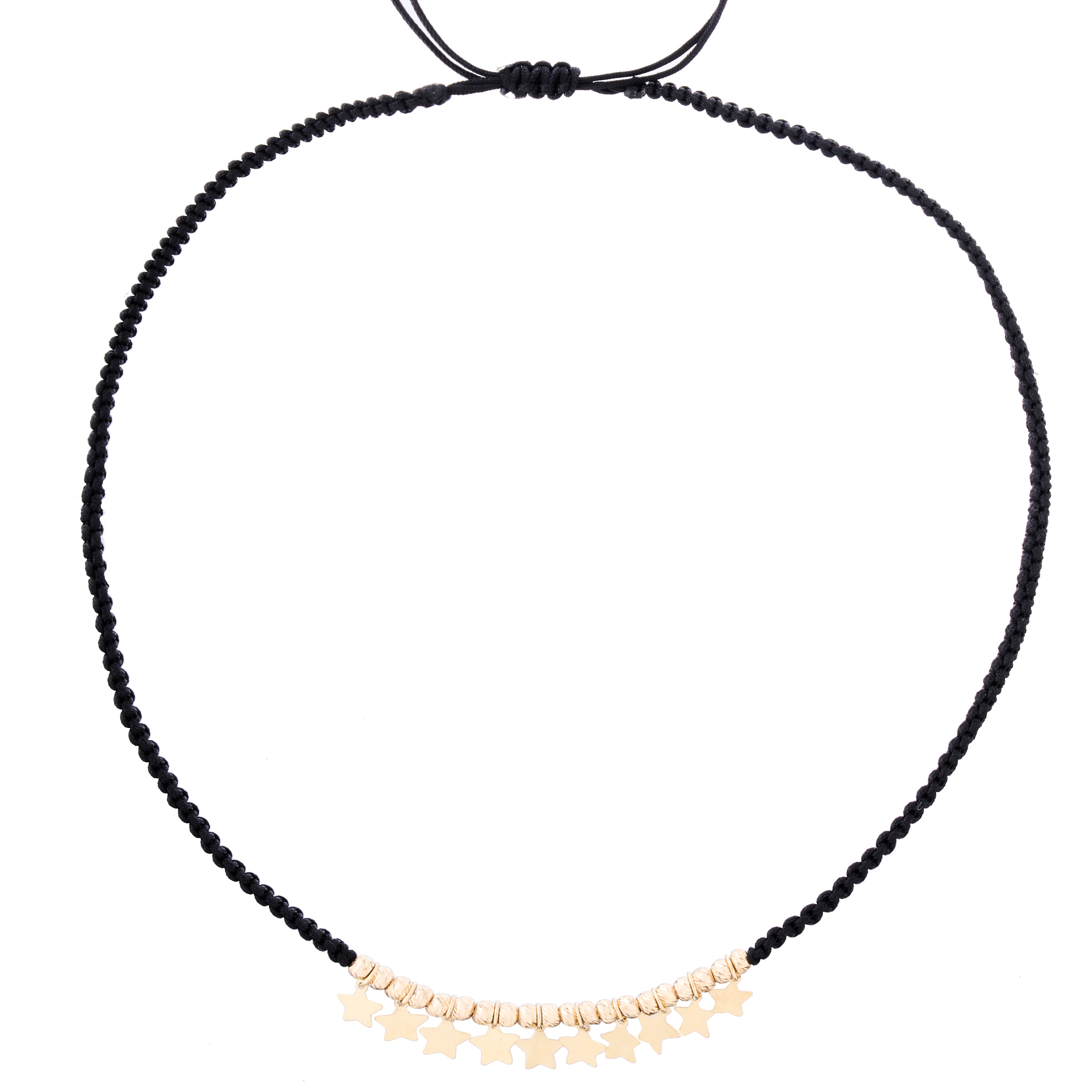 18K Mini Gold Stars Braided Necklace