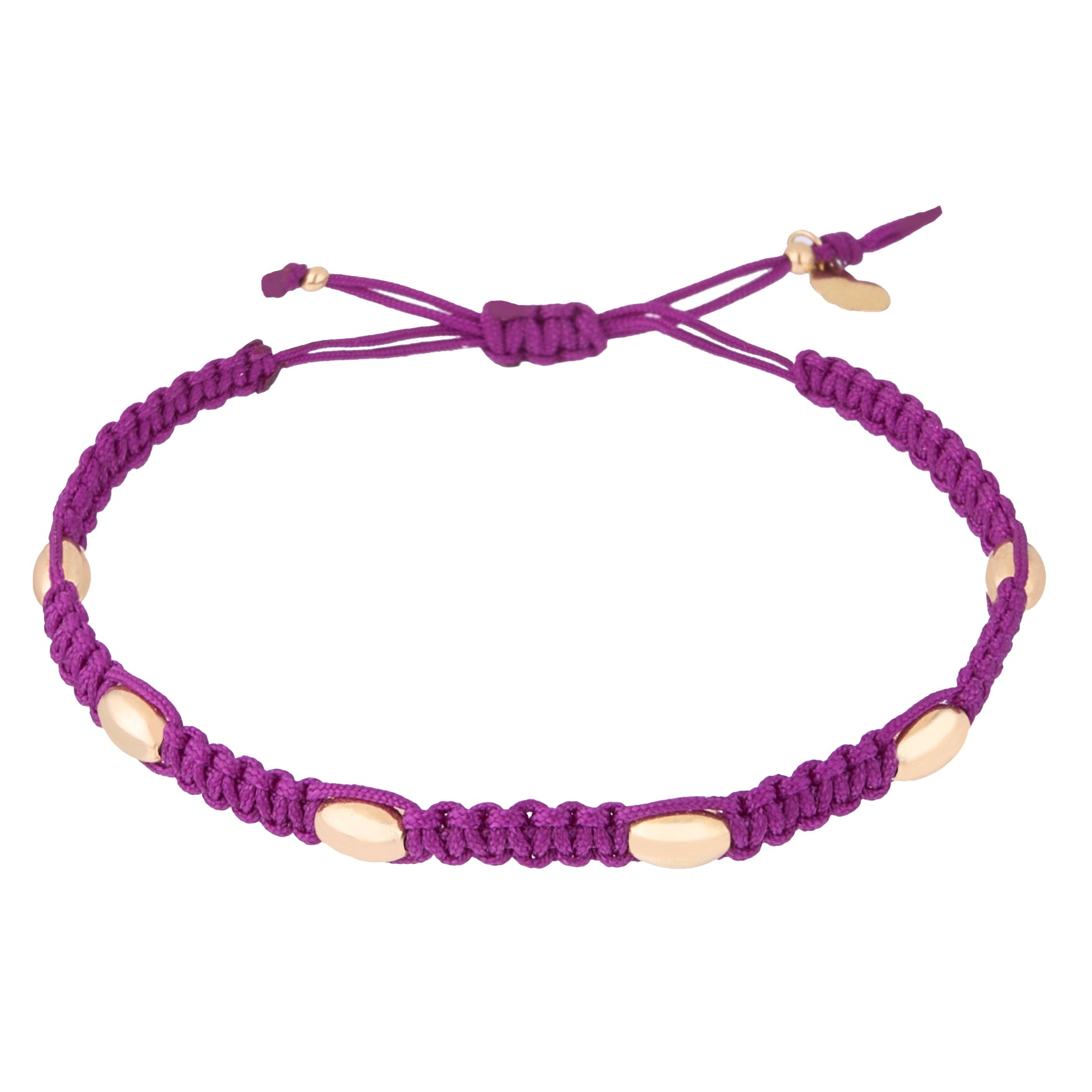 18K Gold Elongated Purple Braided Bracelet