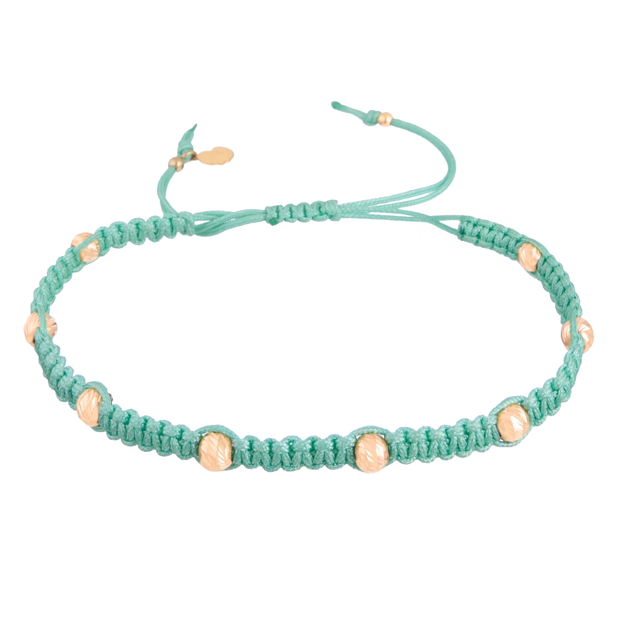 18K Gold Mint Green Braided Bracelet