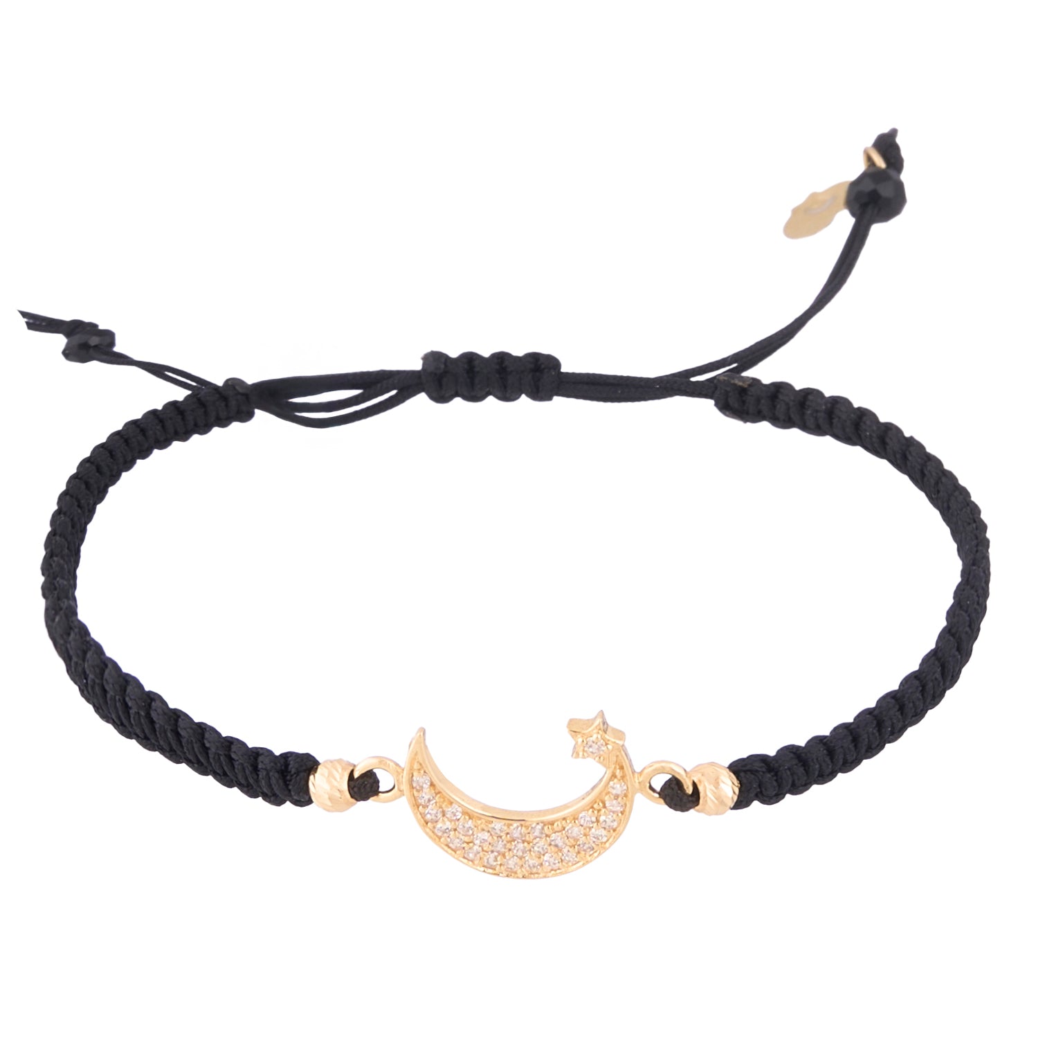 18K Gold Moon Star Charm Braided Bracelet