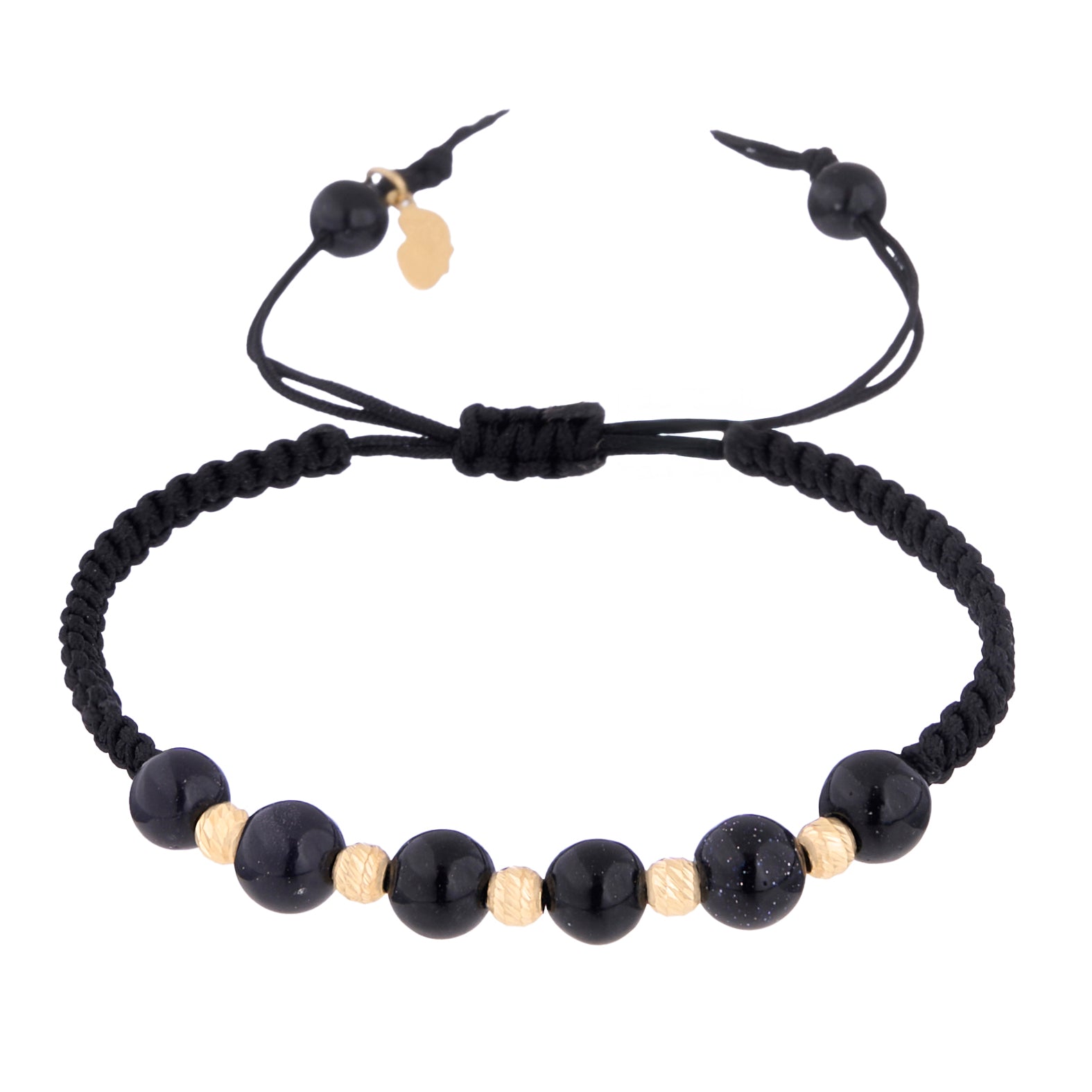 18K Gold Beads and Shinny Gemstones Braided Bracelet
