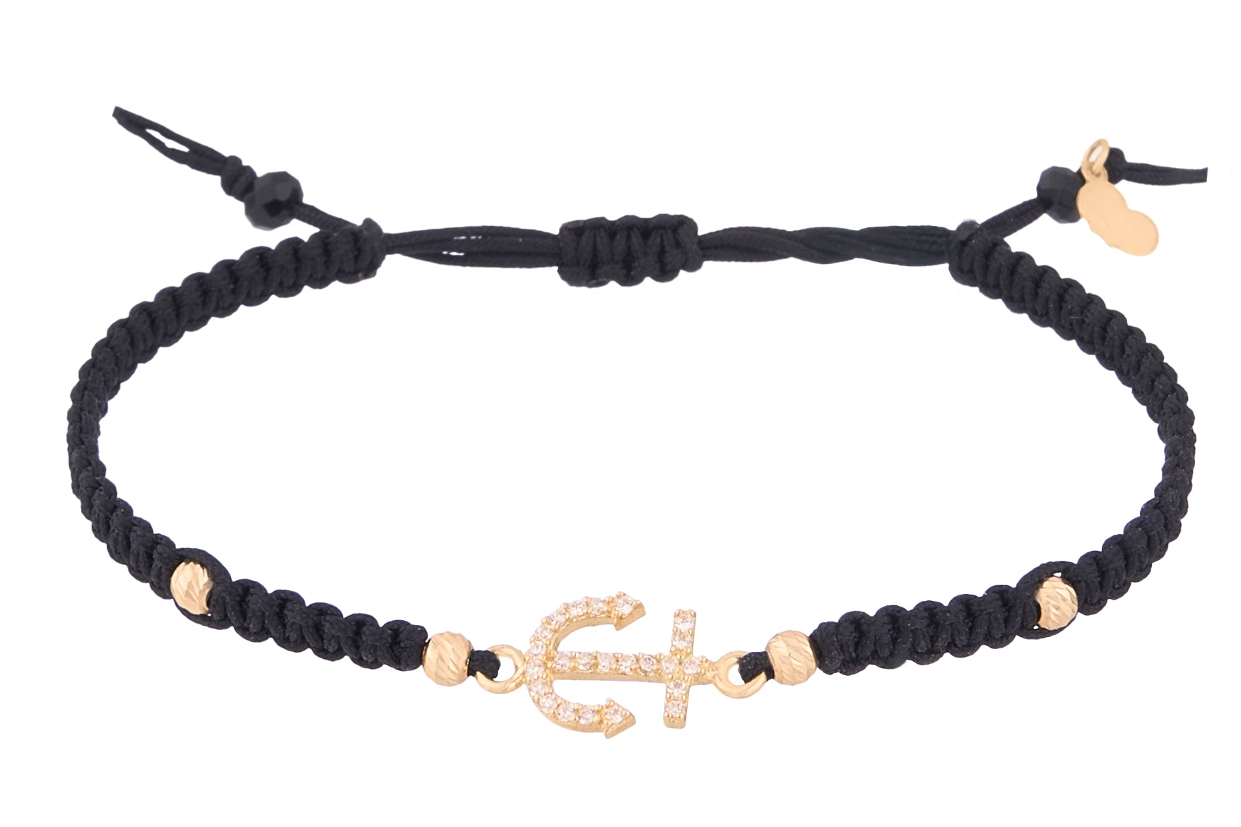 18K Gold Anchor Charm Braided Bracelet