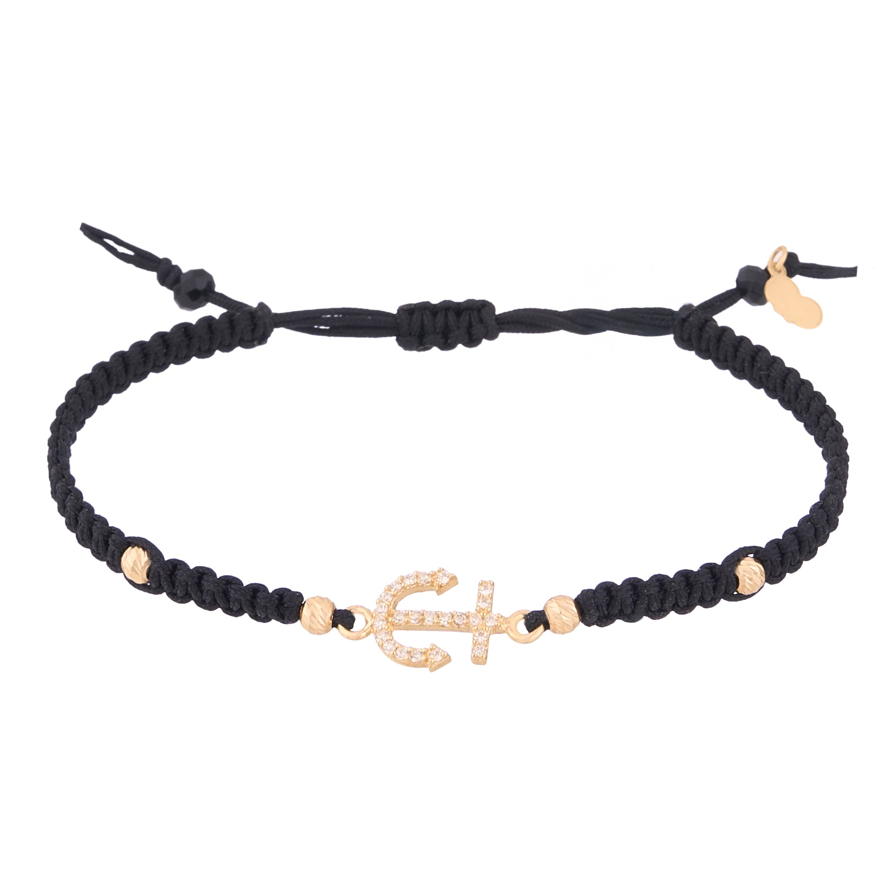 18K Gold Anchor Charm Braided Bracelet