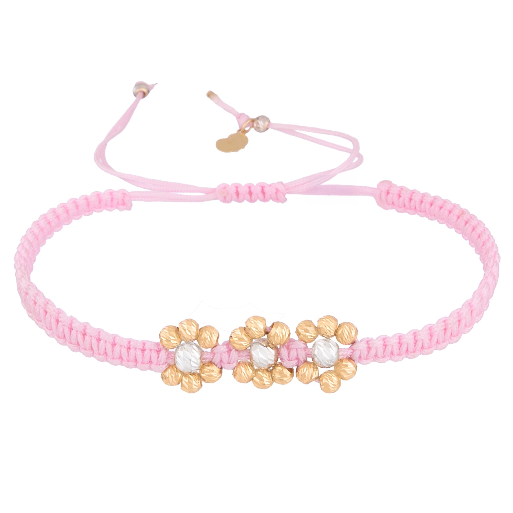 18K Gold Beads Mini Flowers Braided Bracelet
