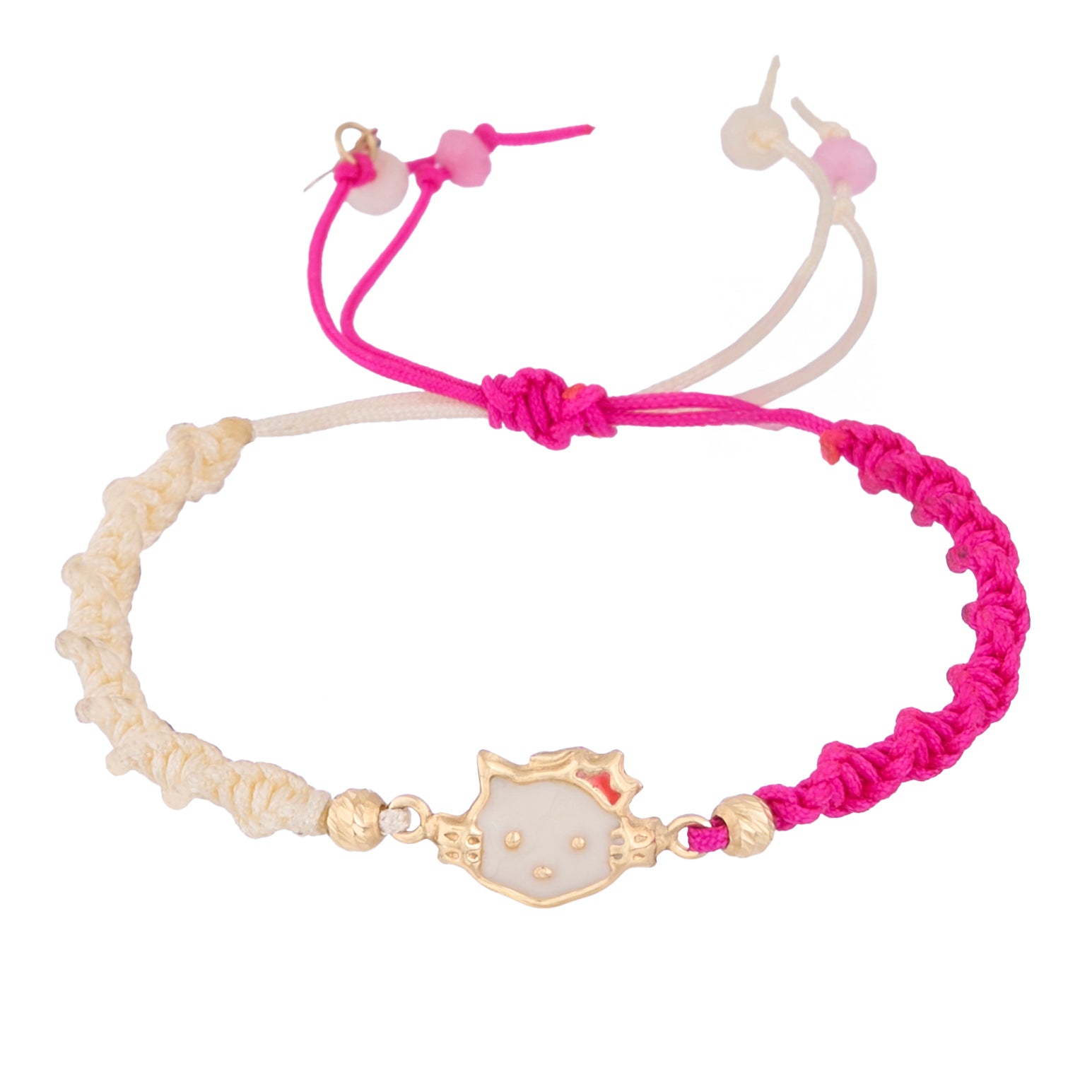 18K Gold Hello Kitty's Face Braided Children's Bracelet