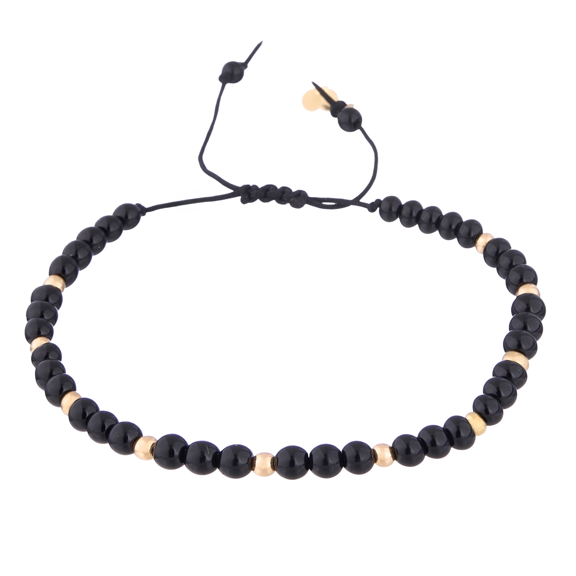 18K Gold Beads and Black Stones Men's Bracelet