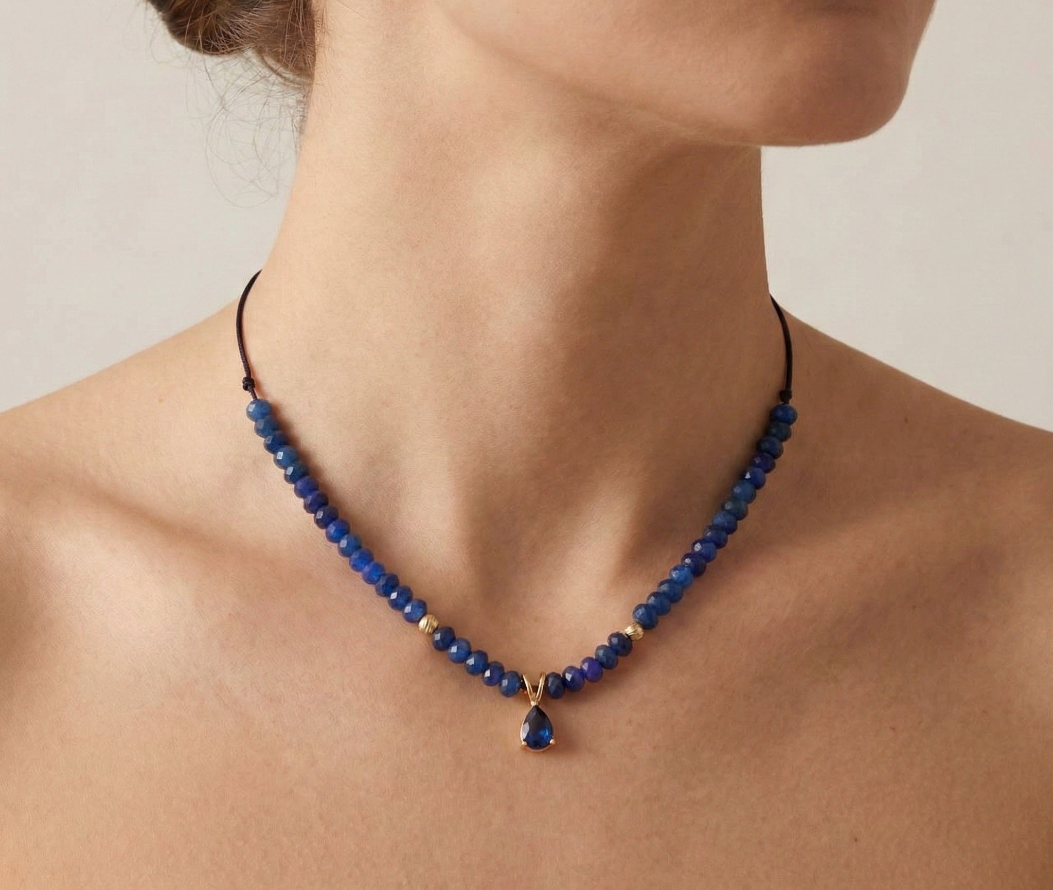 18K Gold and Blue Gem Necklace