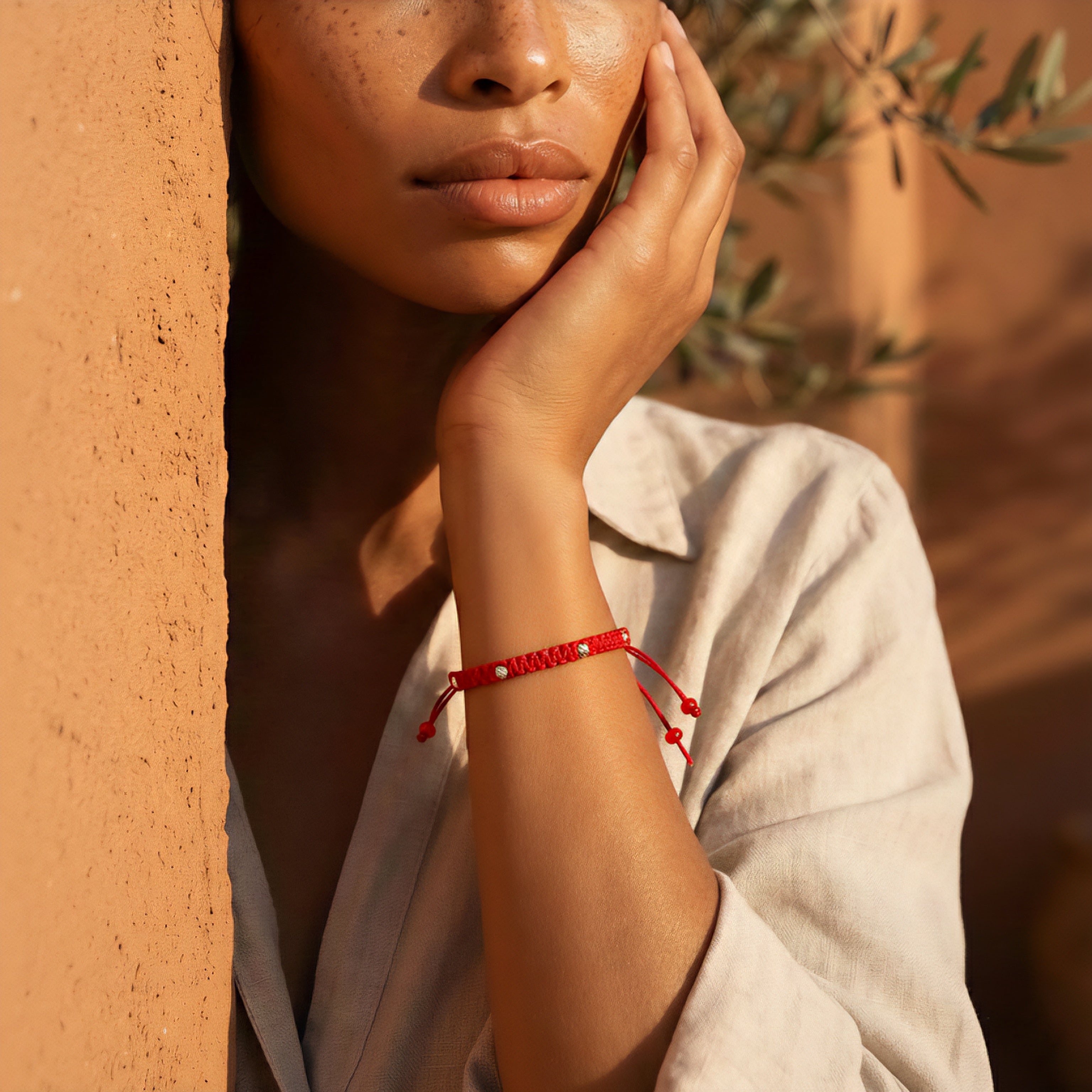 18K Gold Red Braided Bracelet