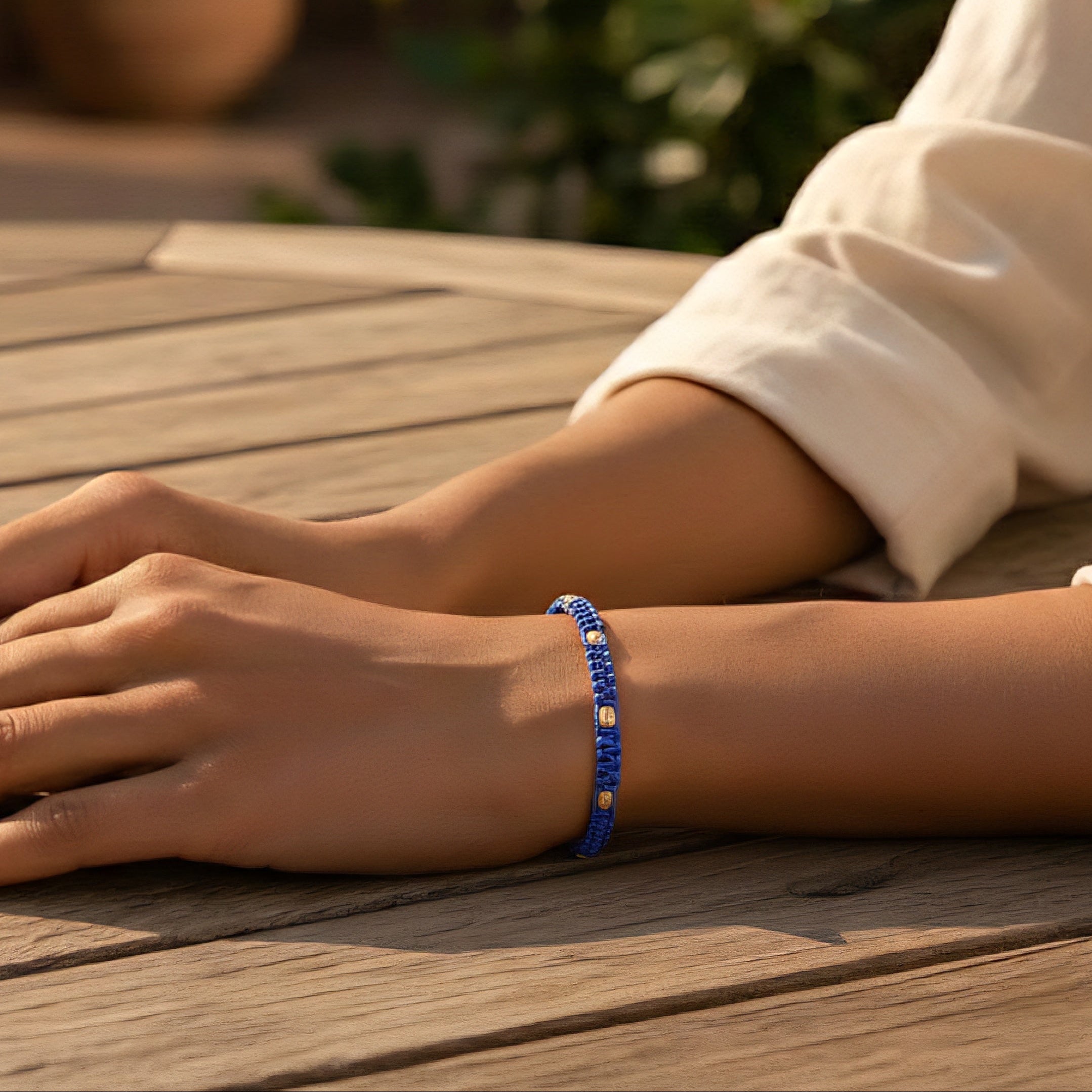 18K Gold Blue Braided Bracelet