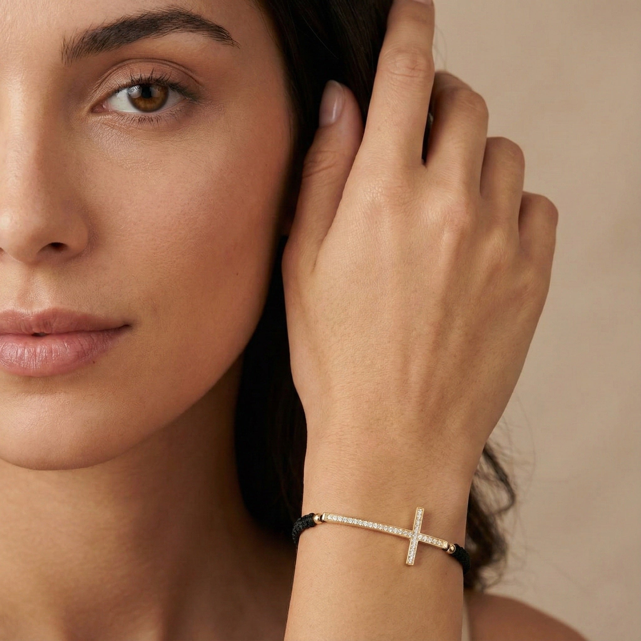 18K Gold Cross Braided Bracelet