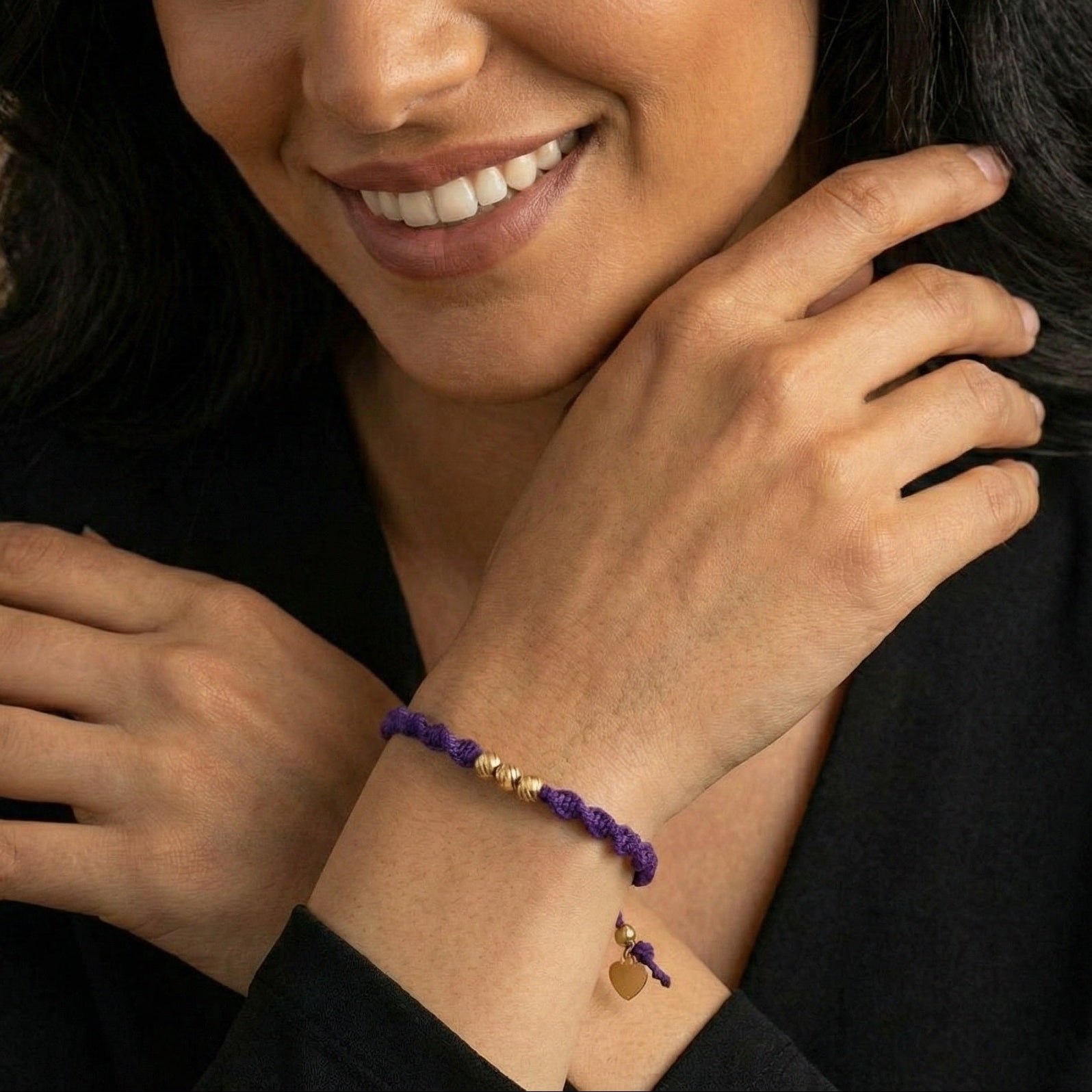 18K Gold Purple Twined Braided Bracelet