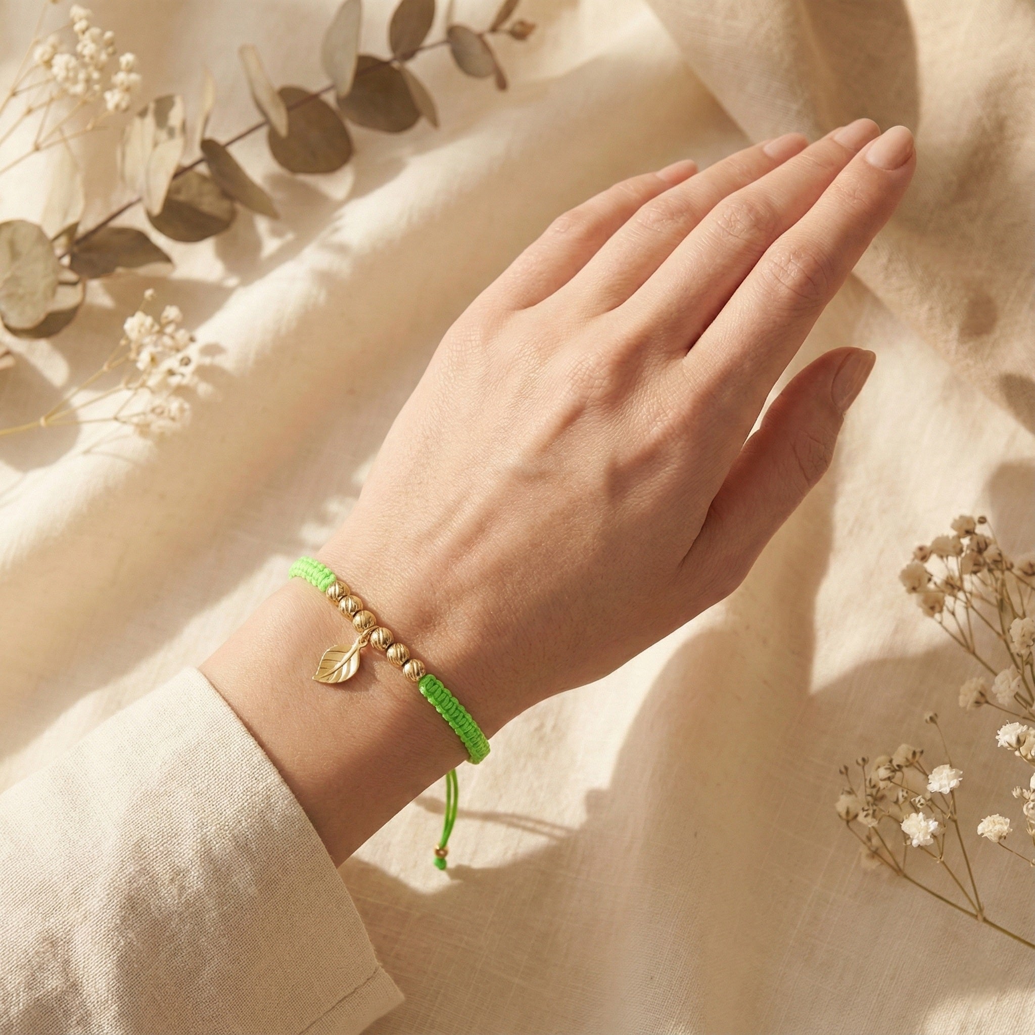 18K Gold Leaf Braided Bracelet