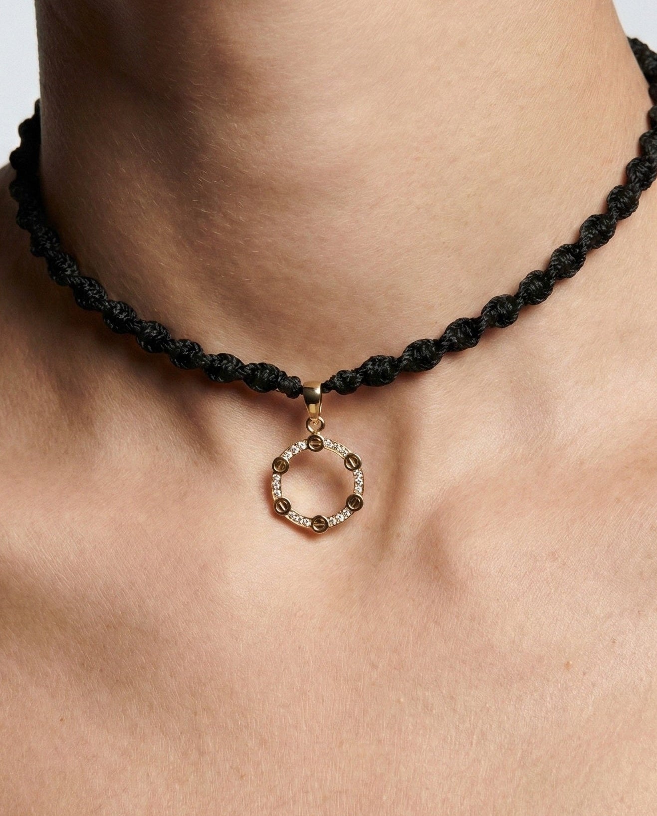 18K Gold Open Circle Braided Necklace