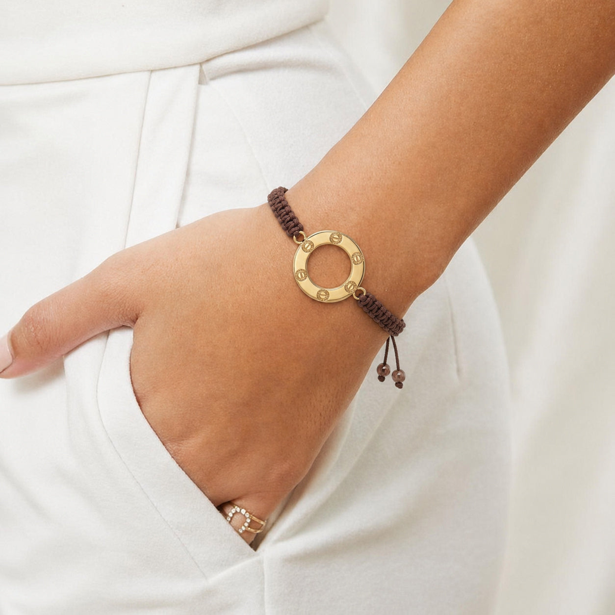 18K Gold Open Circle Braided Bracelet