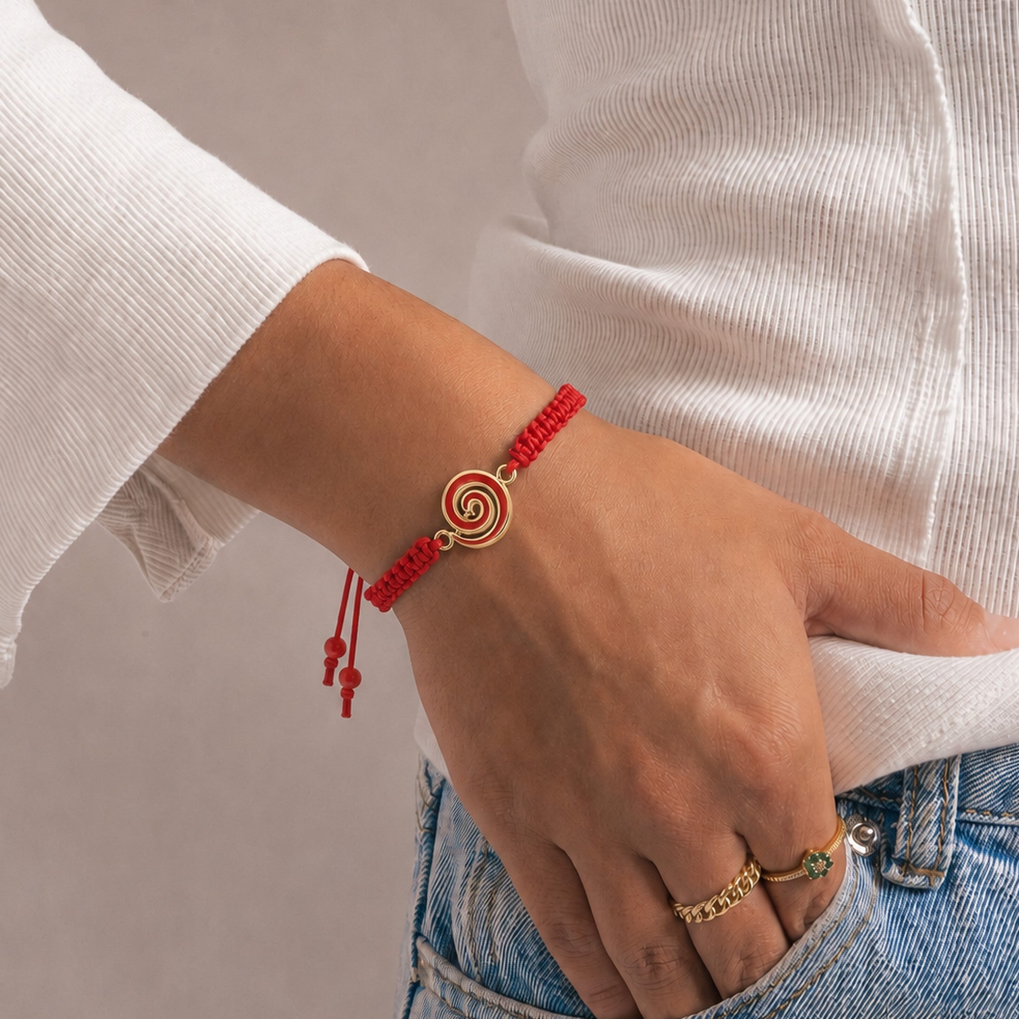 18K Gold Snail Shell Braided Bracelet