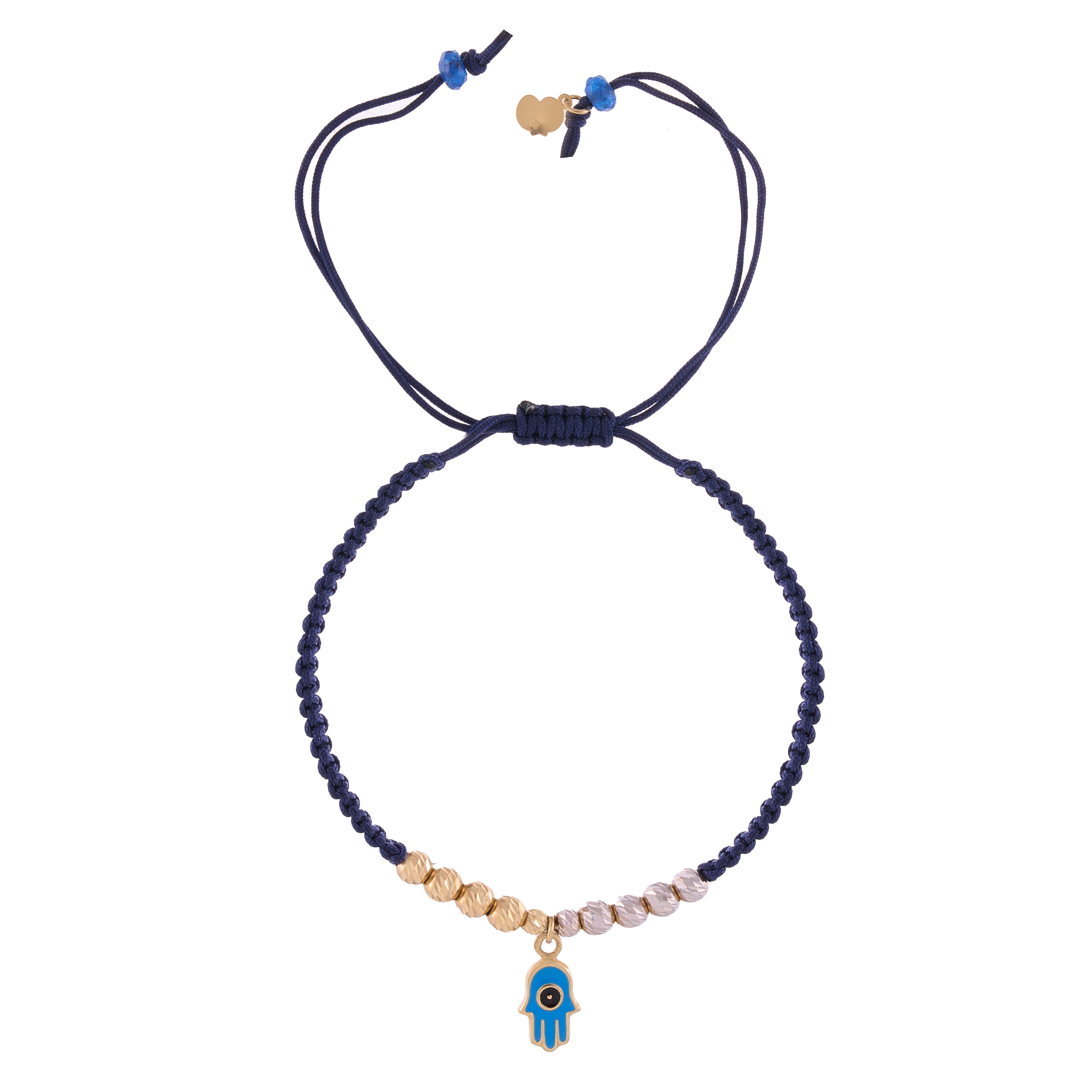 18K Gold Dangling Evil Eye Braided Bracelet